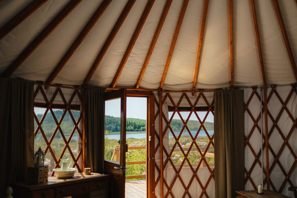 view from inside out a yurt